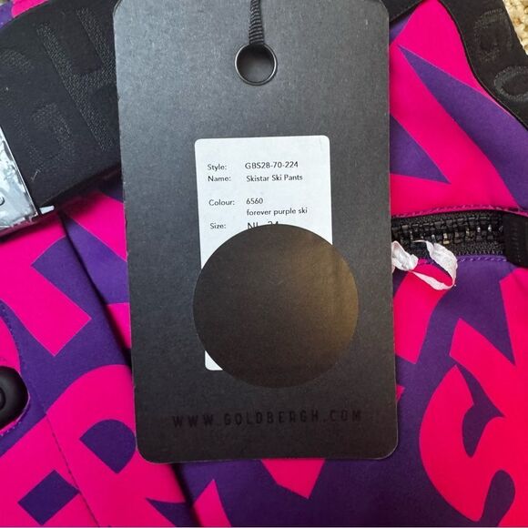 Goldbergh Pippa Skistar Belted Ski Pants Pink Purple NWT US 4 Waterproof - Picture 8 of 13